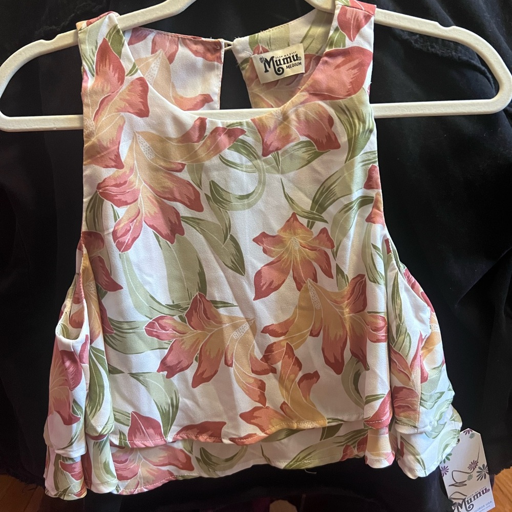 Show Me Your MuMu Floral Crop Top - Pink and Green Leaves